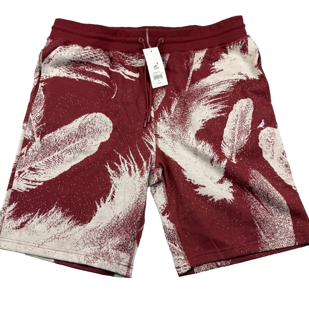Staple Pigeon Sweat Shorts Men's 3XL Burgundy All Over Print Drawstring Running